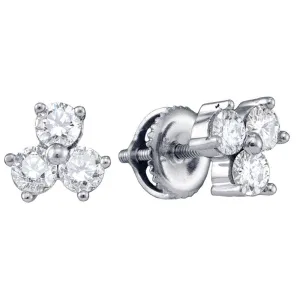 14kt White Gold Womens Round Diamond Stud Earrings 3/4 Cttw