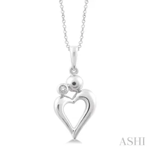 1/50 ctw Round Cut Diamond Heart Pendant in Sterling Silver with Chain