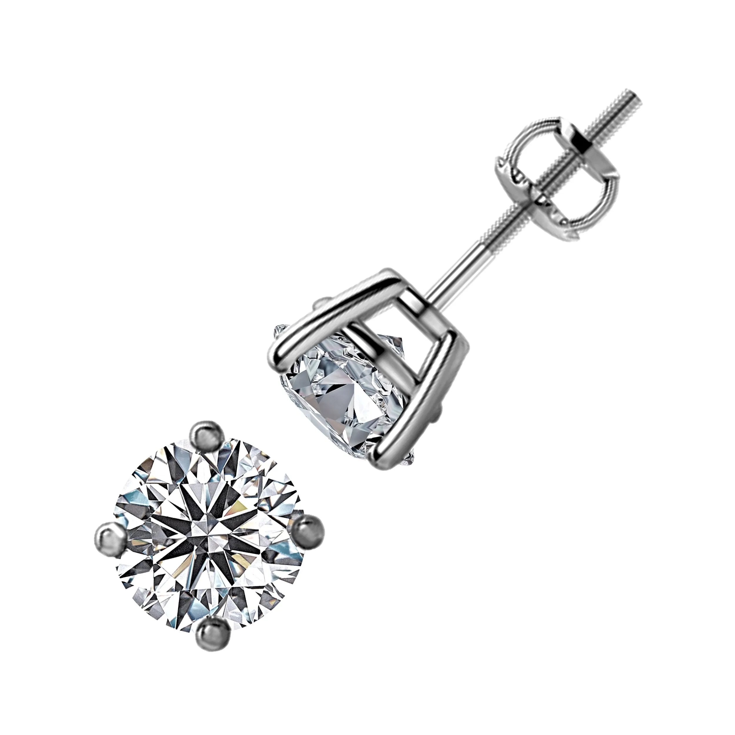 1.50tcw Round Diamonds in 14K White Gold Solitaire Stud Earrings