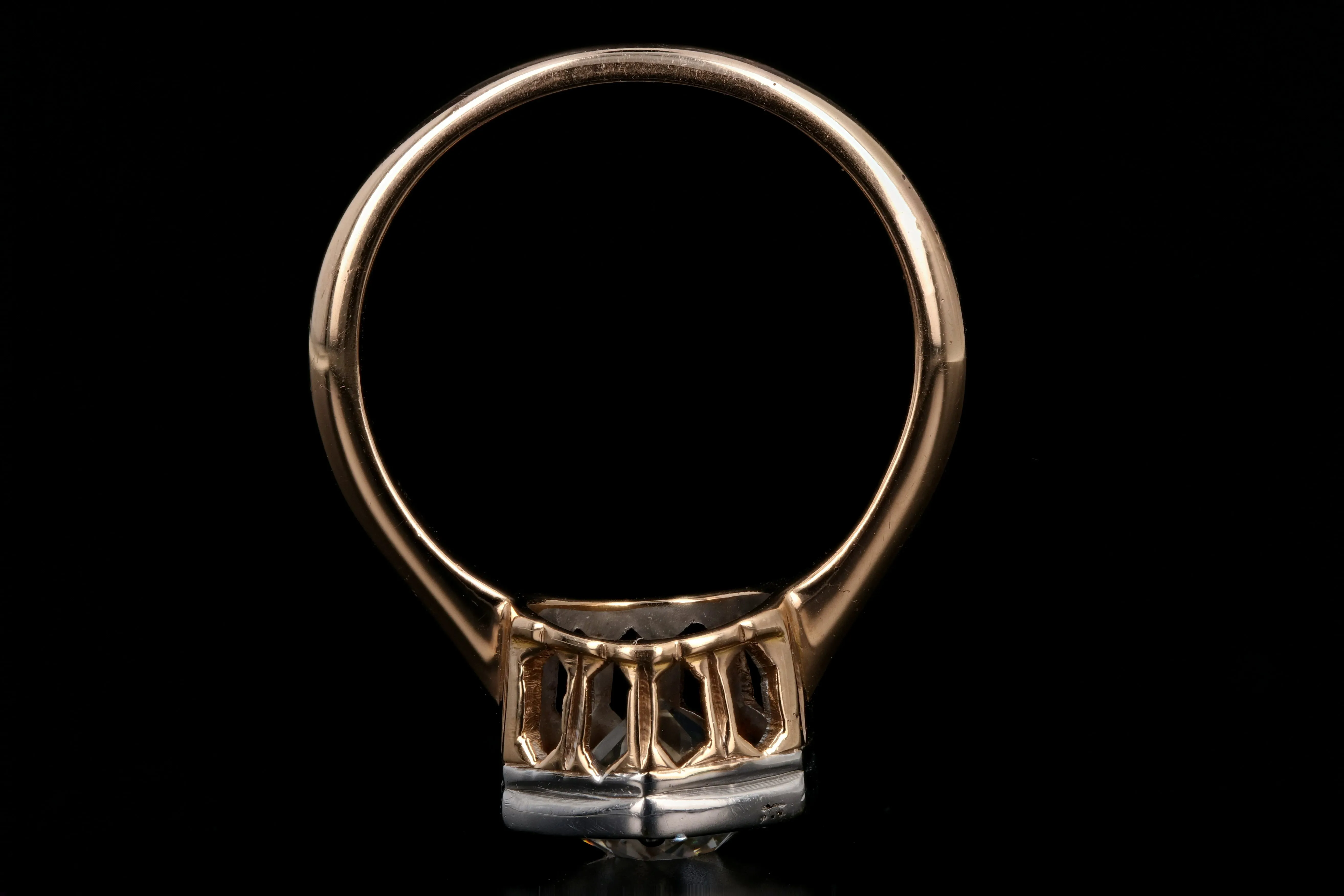 1.54 Carat Old European Diamond Rose Gold Engagement Art Deco Ring