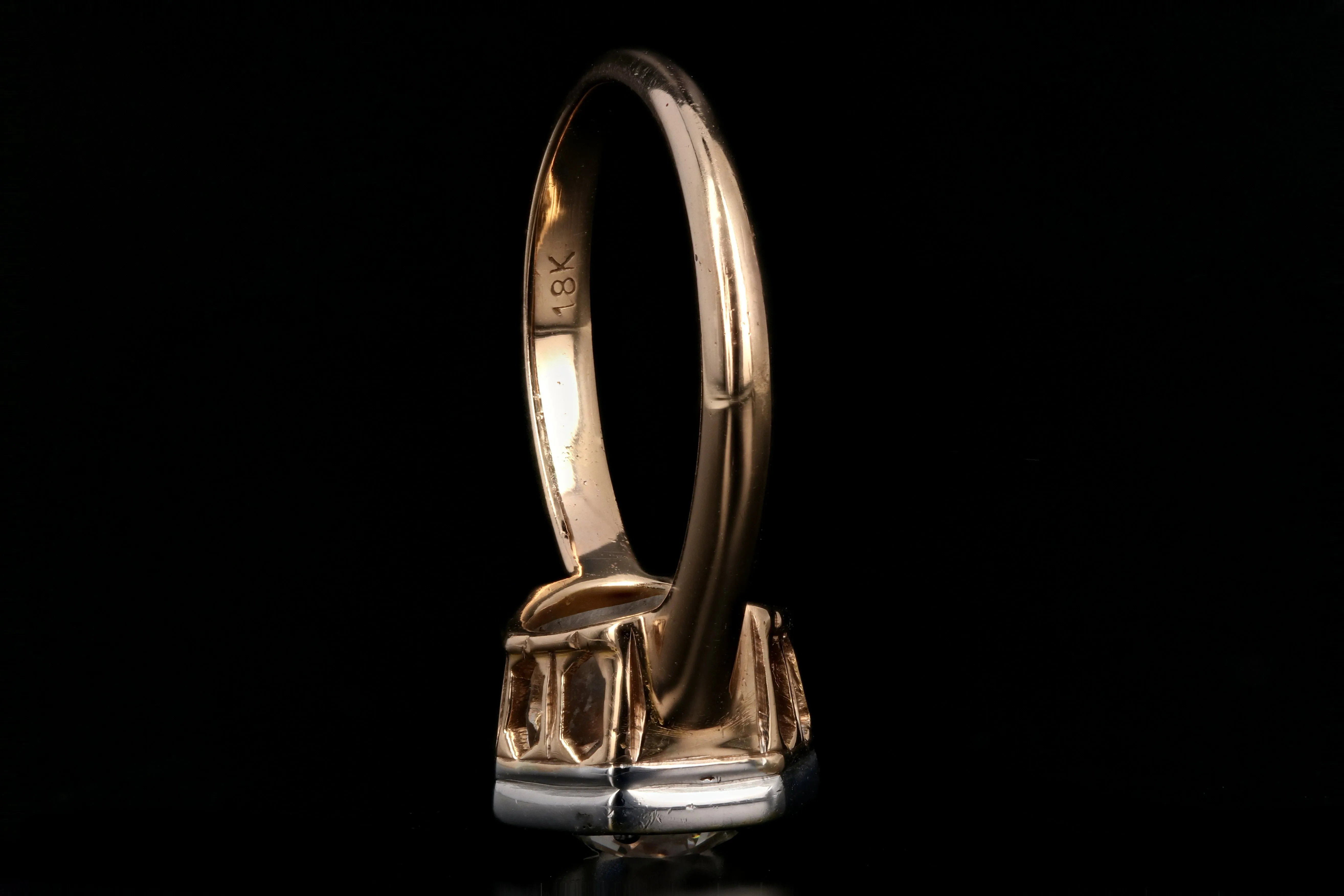 1.54 Carat Old European Diamond Rose Gold Engagement Art Deco Ring