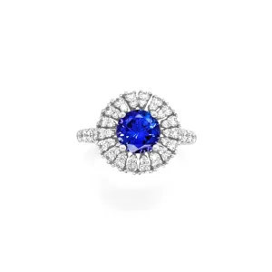 1.56 Carat Tanzanite & 0.97 Carat Diamond Ring in 14k White Gold