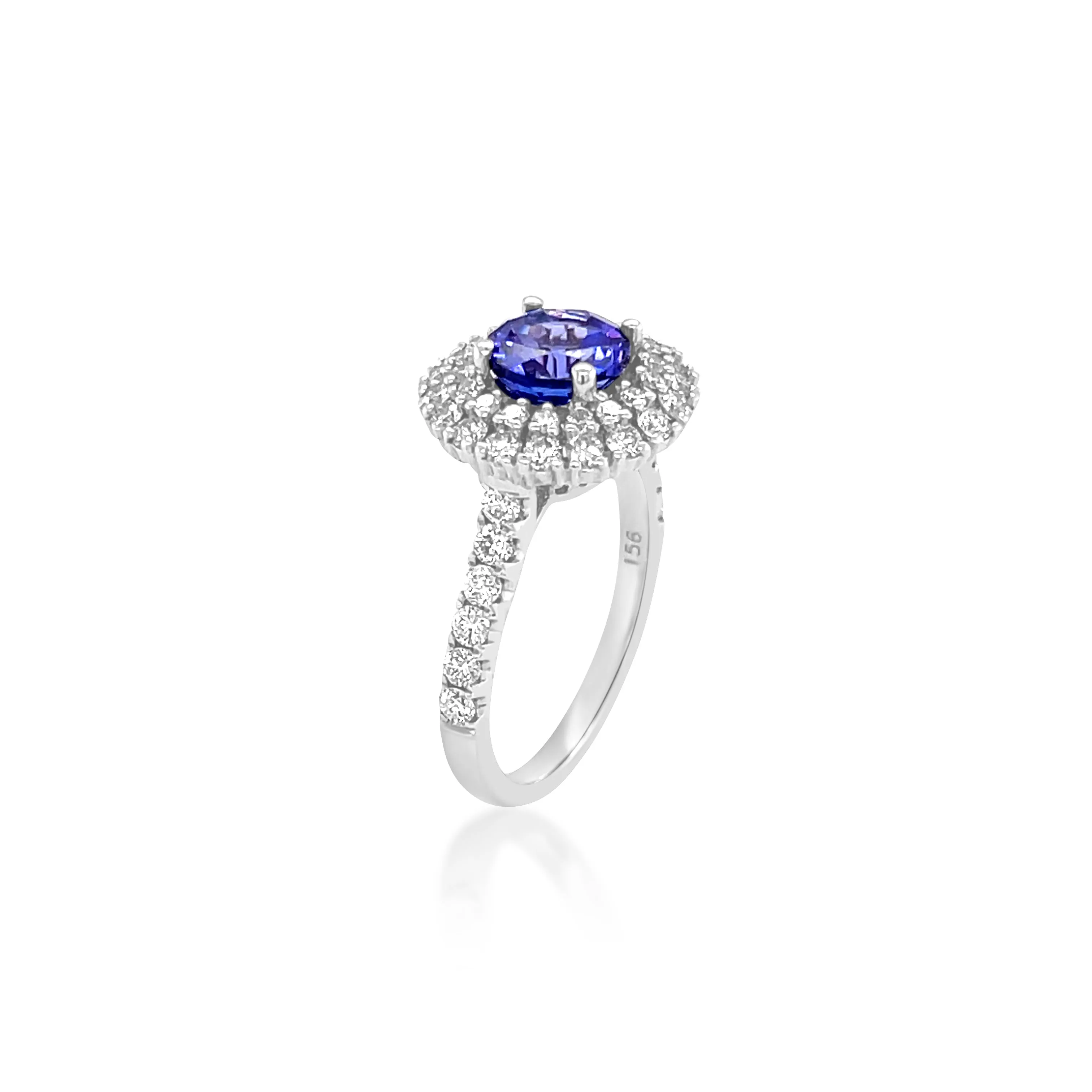 1.56 Carat Tanzanite & 0.97 Carat Diamond Ring in 14k White Gold