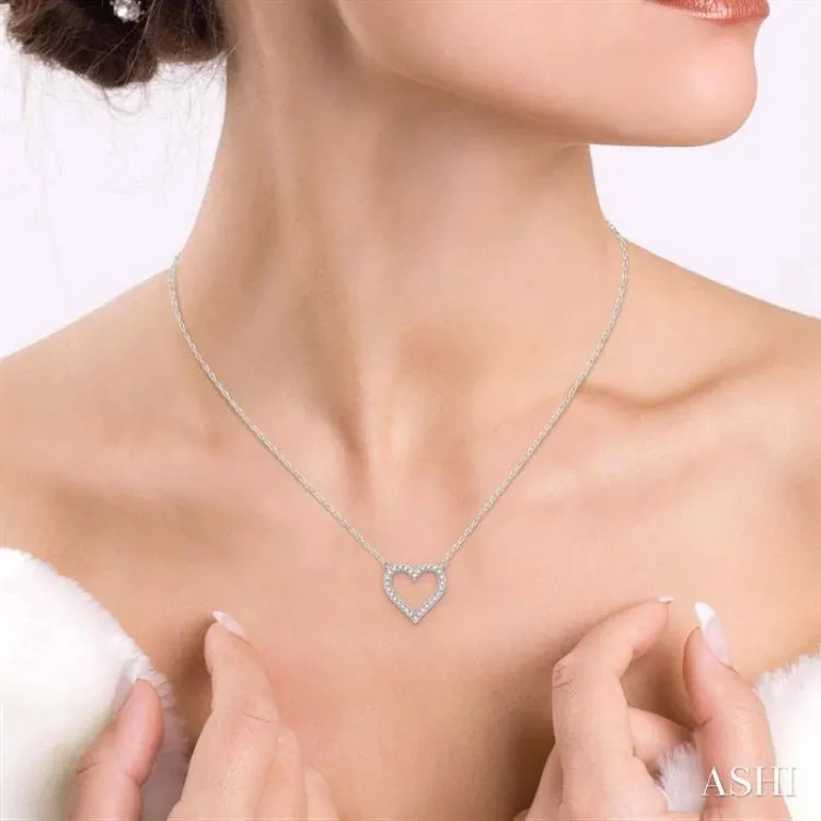 1/6 ctw Heart Shape Round Cut Diamond Pendant in 10K White Gold