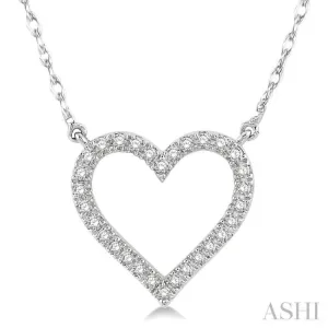 1/6 ctw Heart Shape Round Cut Diamond Pendant in 10K White Gold
