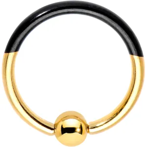 16 Gauge 3/8 Black and Gold Tone Two Tone BCR Captive Ring
