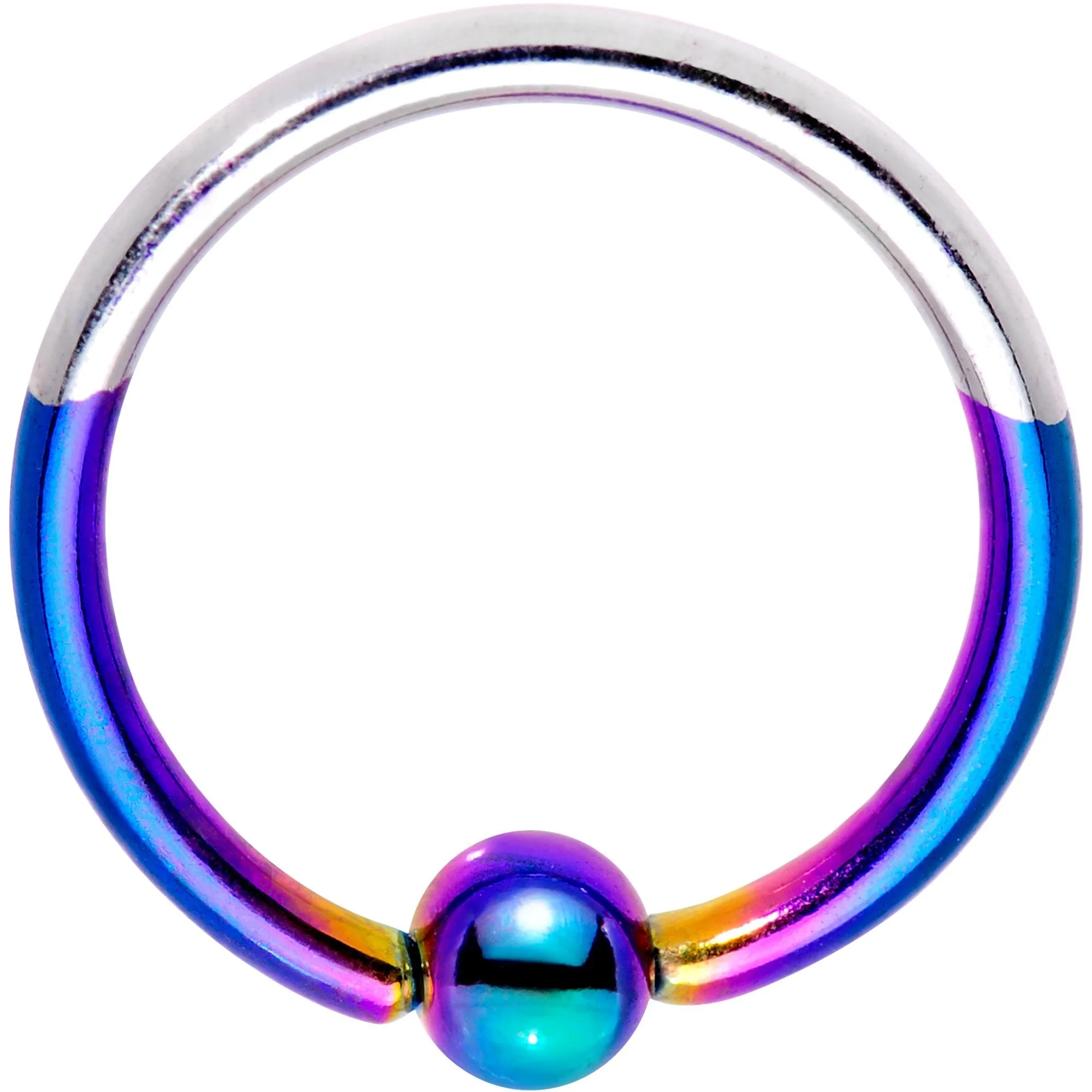 16 Gauge 3/8 Rainbow Tone Two Tone BCR Captive Ring