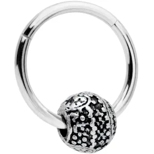16 Gauge 3/8 Tiny Texture Pattern Bead Hinged Segment Ring