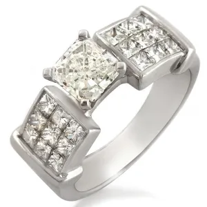 1.60ct Princess cut Diamond Ring G-VS1, 18k White Gold