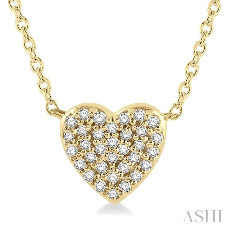 1/8 ctw Heart Charm Round Cut Diamond Petite Pendant in 10K Yellow Gold