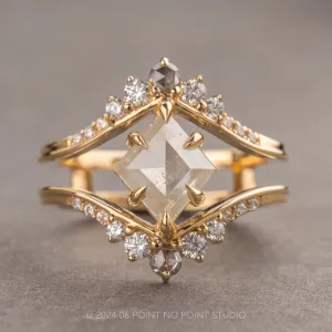 1.88 Carat Icy White Lozenge Diamond Engagement Ring, Empress Setting, 14K Yellow Gold