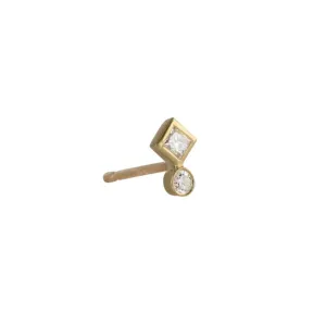 18K Gold "Mix-It-Up" Bezel-Set Double Diamond Stud