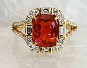 18k Red Opal with Diamonds