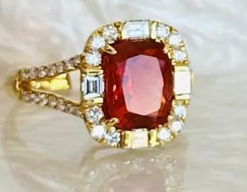 18k Red Opal with Diamonds
