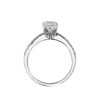 18K White Gold (0.87ct) Canadian Maple Leaf Princess Cut Diamond Engagement Ring