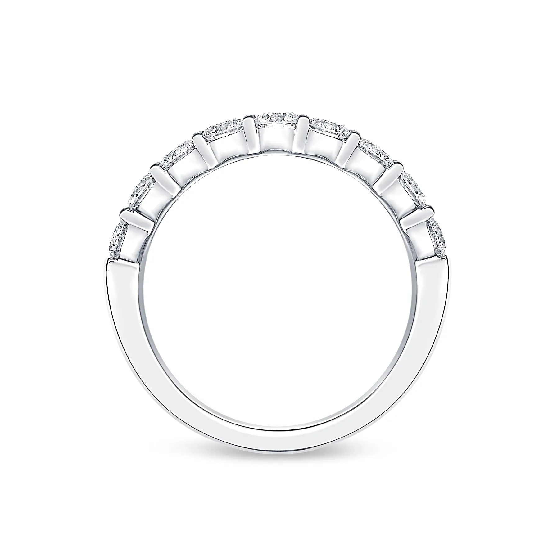 18K WHITE GOLD PETITE PRONG 9-STONE BAND 1.00CT