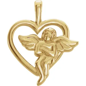 18k Yellow Gold Angel Heart Pendant