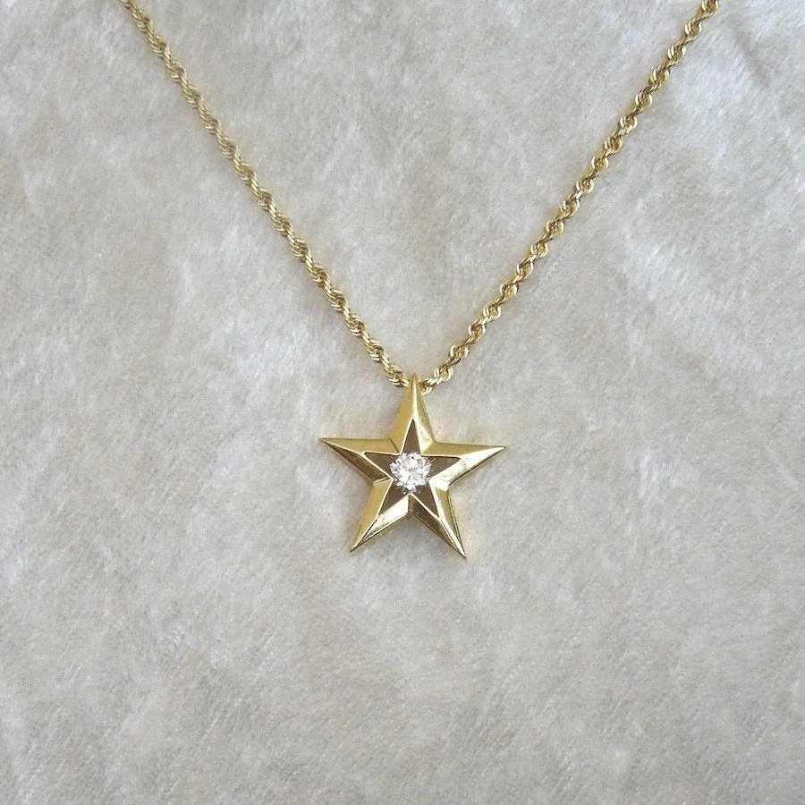 18K Yellow Gold Diamond Star Necklace