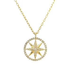 18K Yellow Gold Diamond Star Necklace
