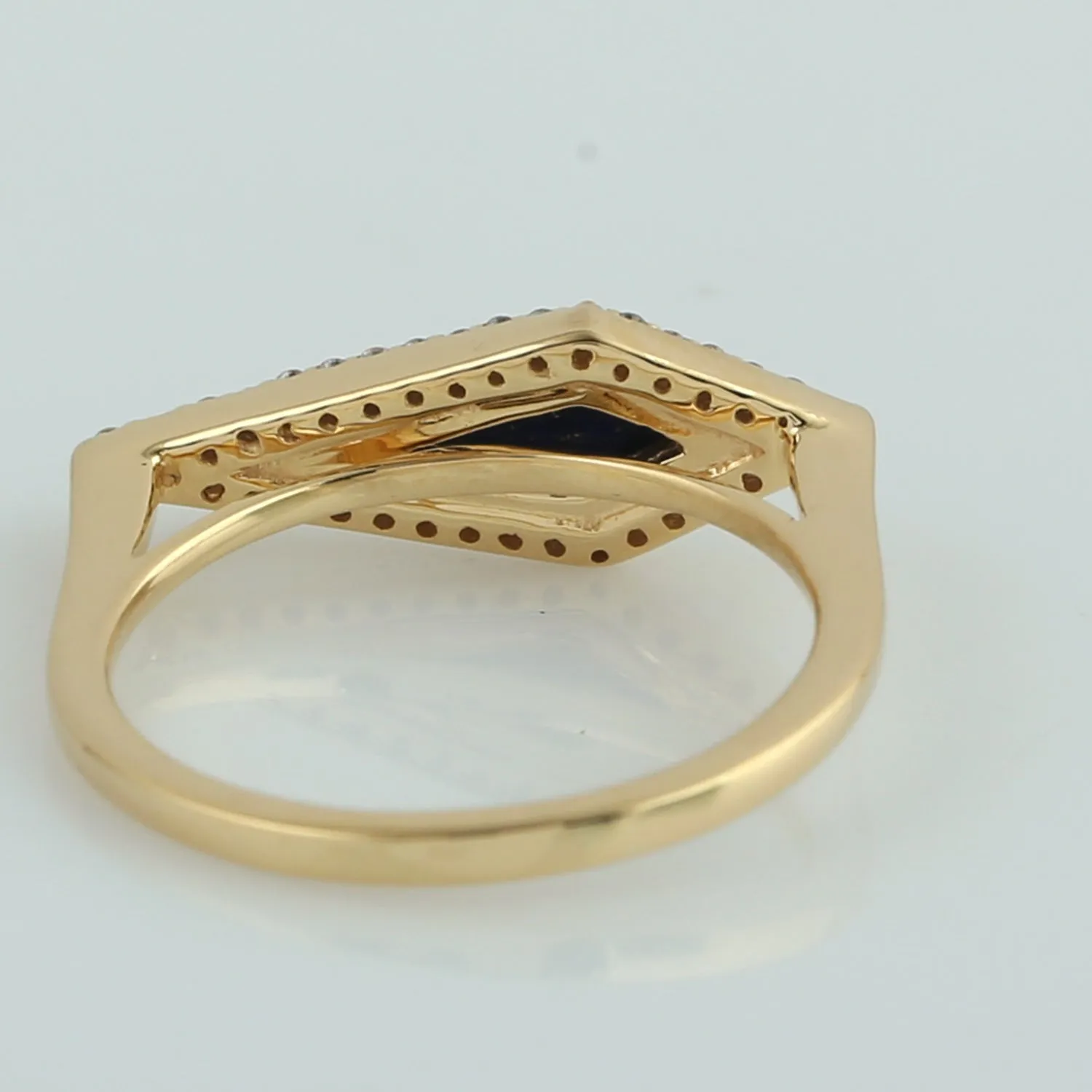 18k Yellow Gold Kite Cut Lapis Pave Diamond Geometric Ring Jewelry