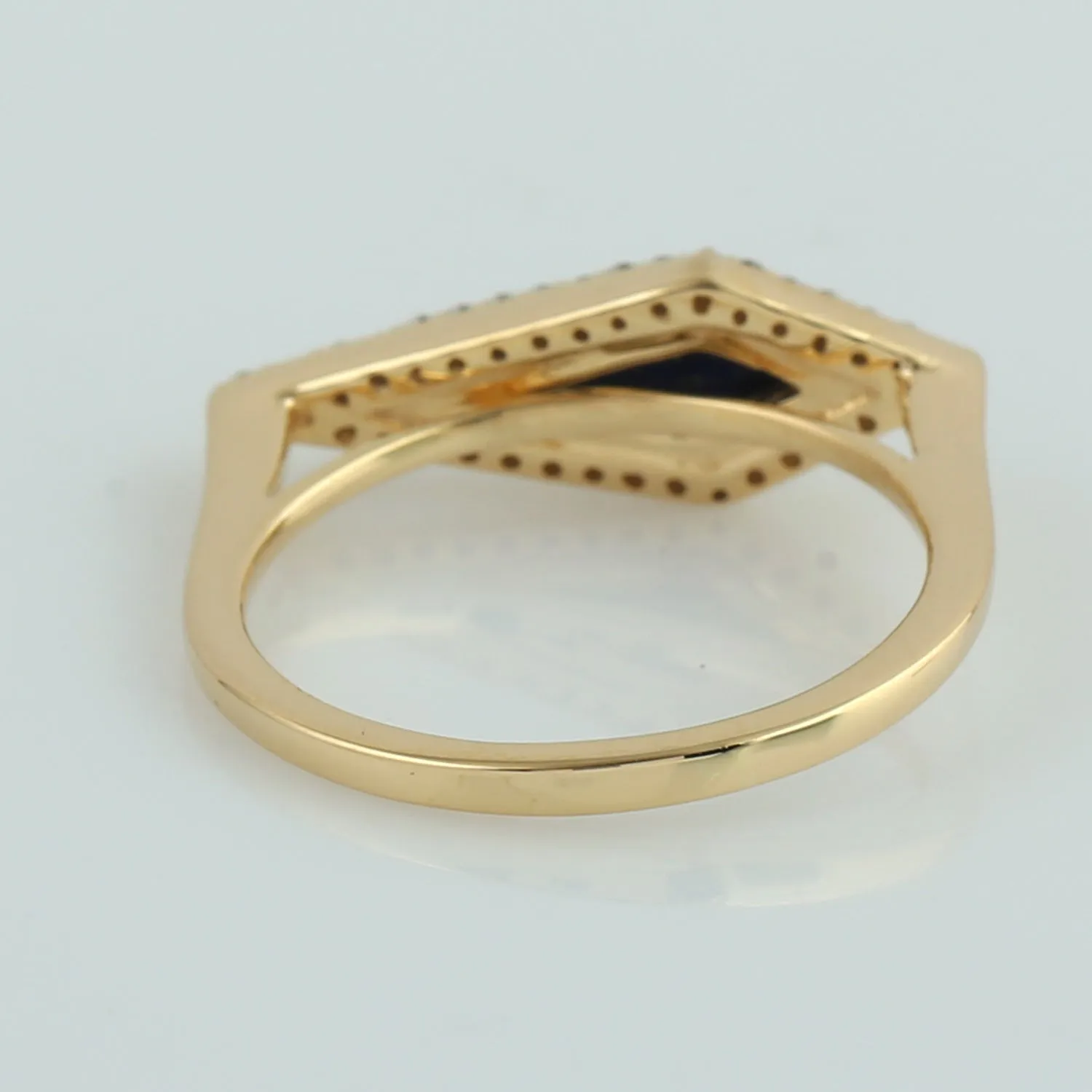 18k Yellow Gold Kite Cut Lapis Pave Diamond Geometric Ring Jewelry