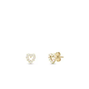 18K Yellow Gold Roberto Coin Diamond Heart Stud Earrings