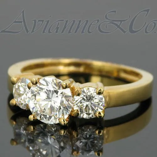 18K Yellow Solid Gold Clarity Enhanced  Diamond Three Stone Anniversary Ring 1.72 Ctw