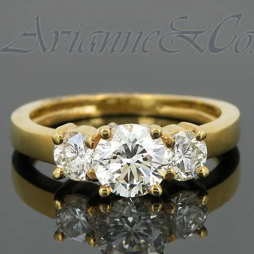 18K Yellow Solid Gold Clarity Enhanced  Diamond Three Stone Anniversary Ring 1.72 Ctw