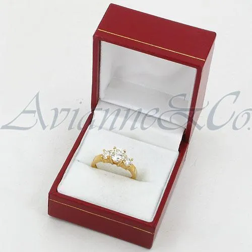 18K Yellow Solid Gold Clarity Enhanced  Diamond Three Stone Anniversary Ring 1.72 Ctw