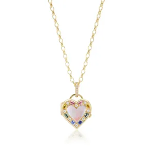 18KY Heart Shaped Push Button Pendant