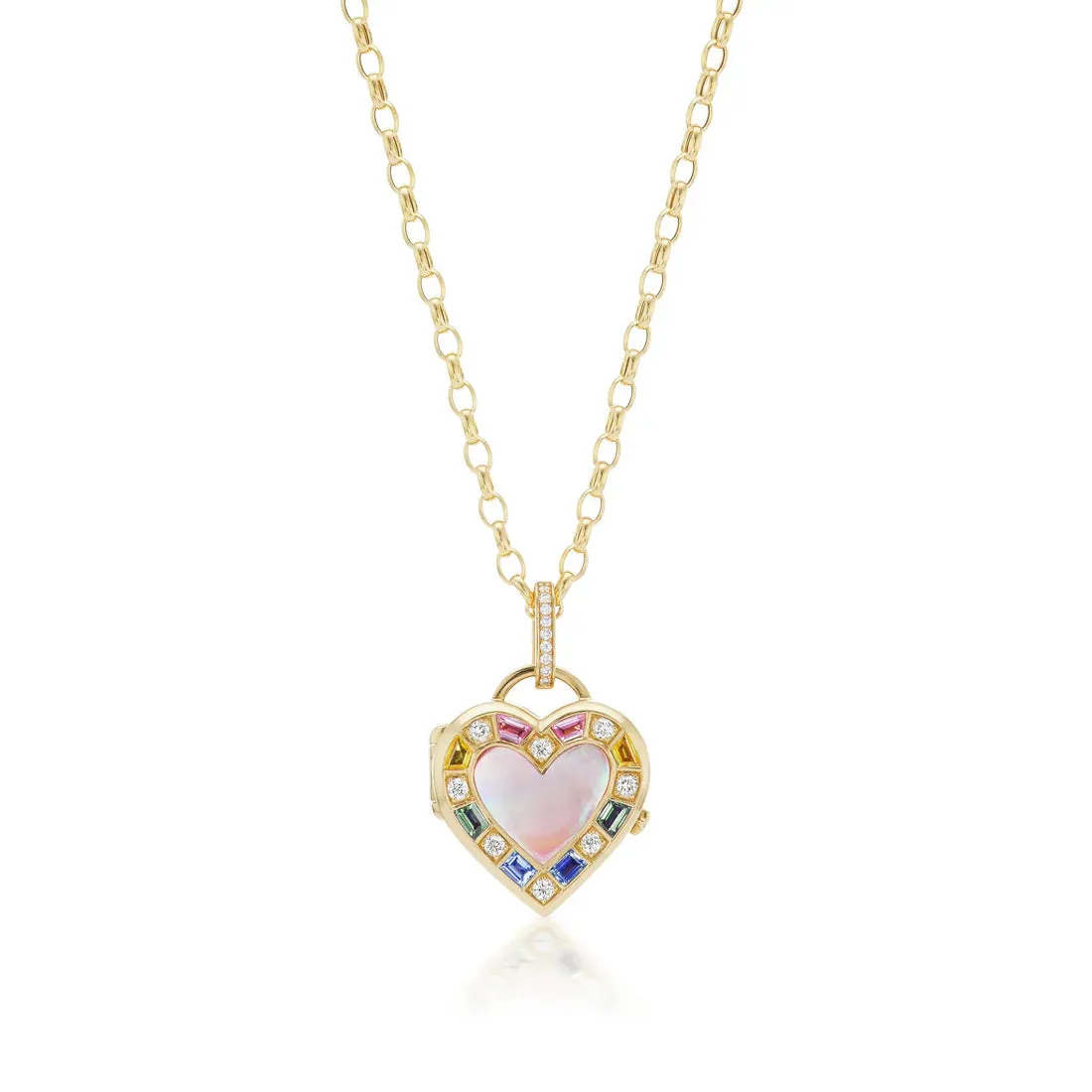 18KY Heart Shaped Push Button Pendant