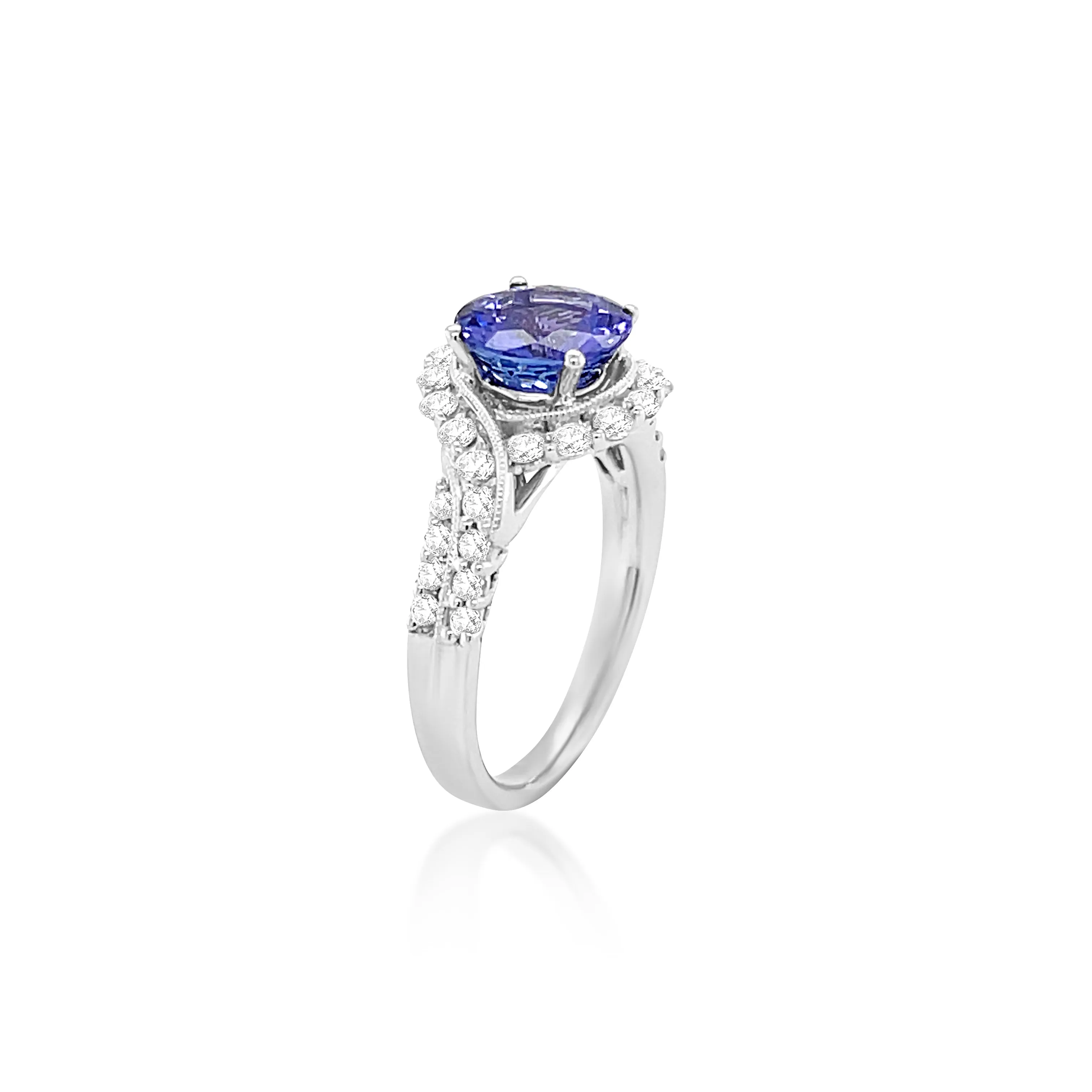 1.90 Carat Tanzanite Gemstone Ring in 14k White Gold