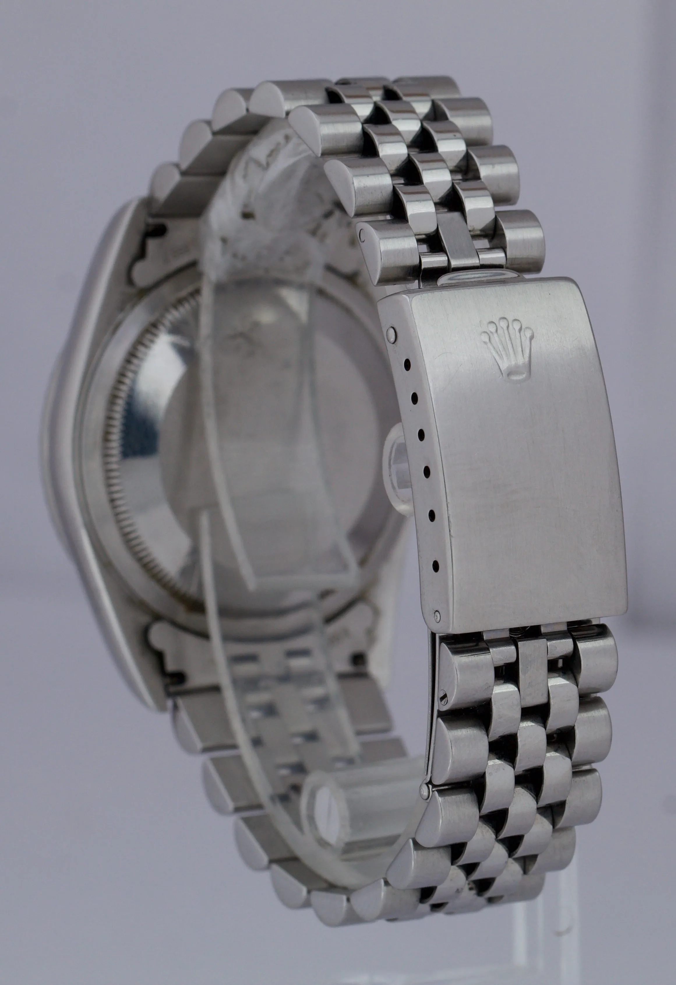 1997 Rolex DateJust 36mm Black Stick 16220 NO HOLES Jubilee Stainless Watch B P