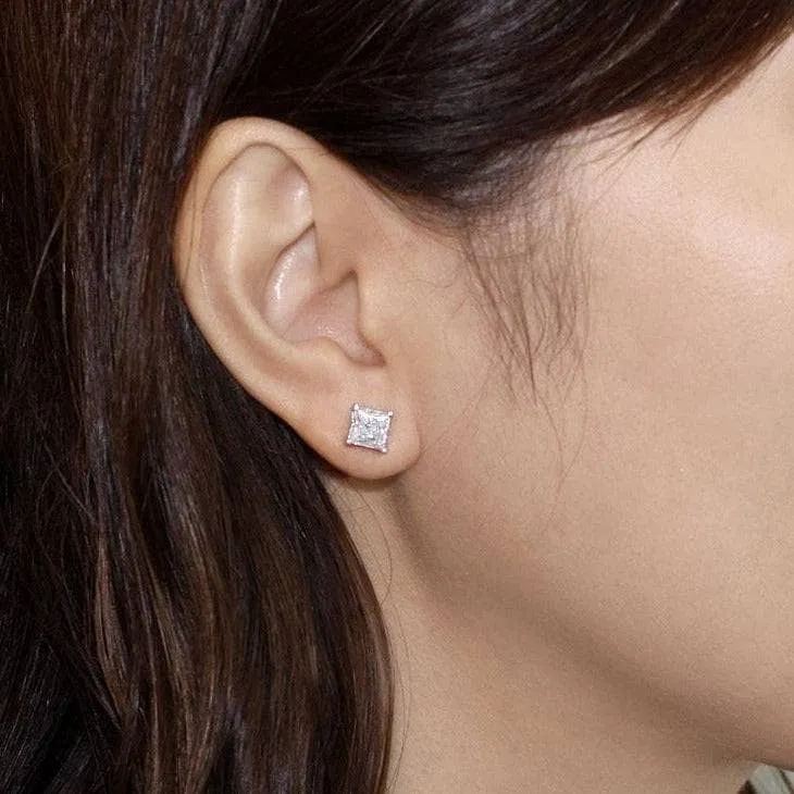 1ct Princess Cut Diamond Stud Earrings
