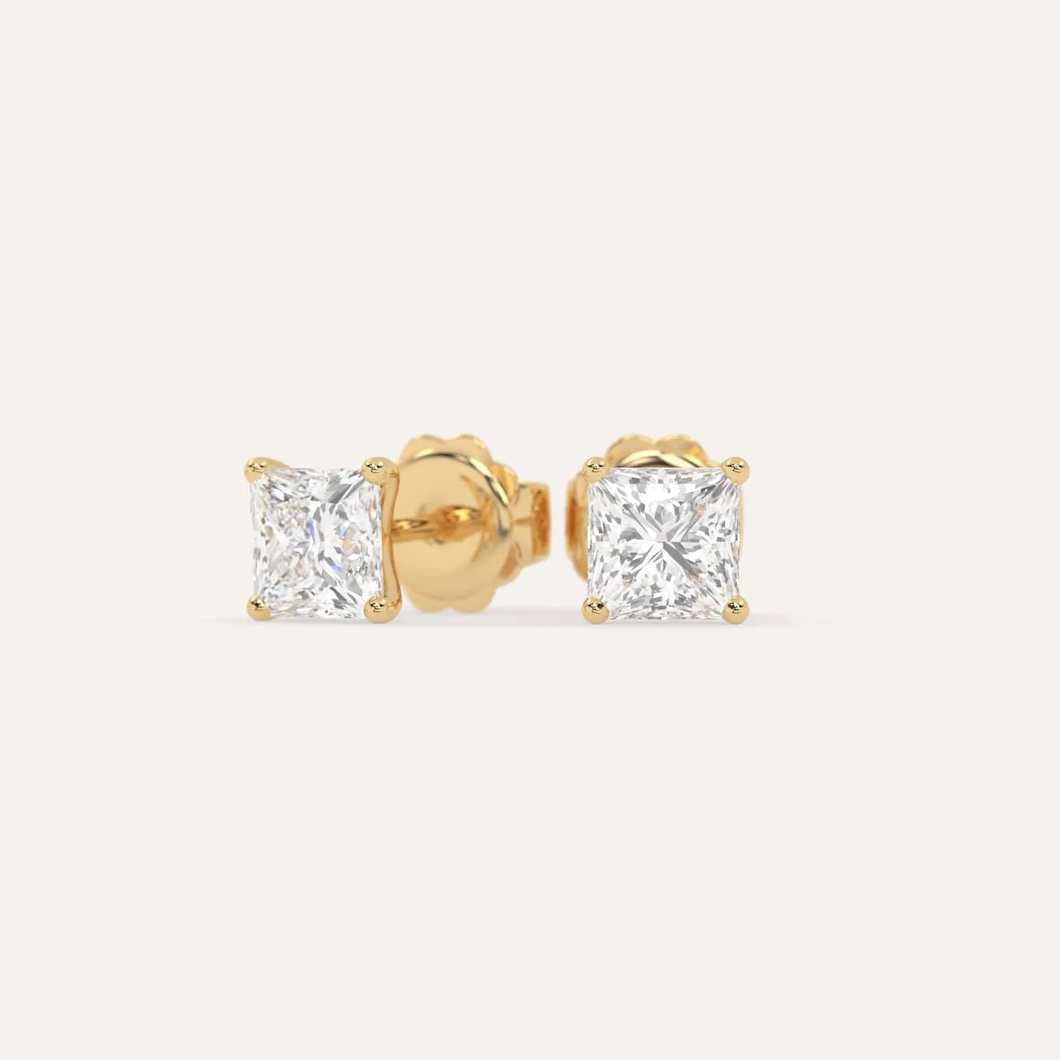 2 carat Princess Diamond Stud Earrings