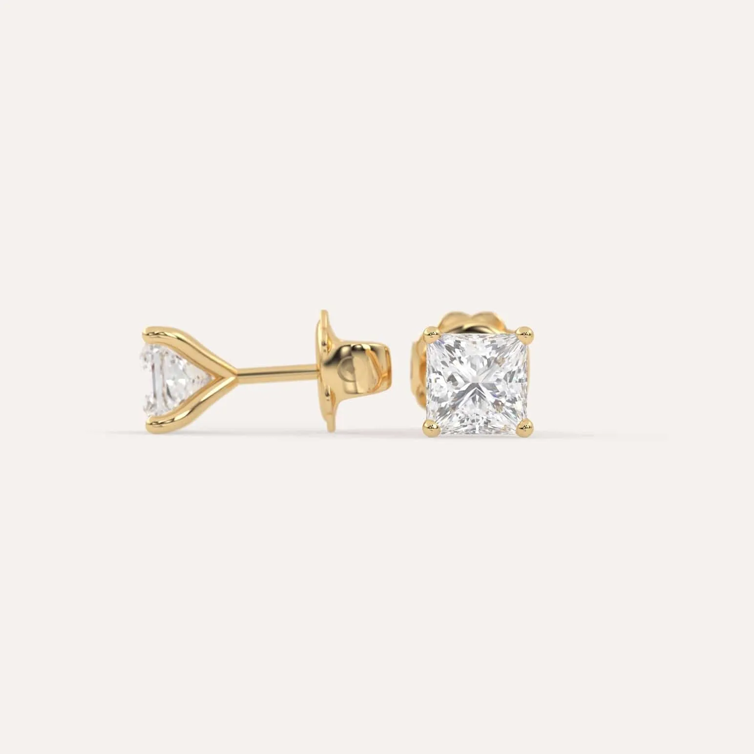 2 carat Princess Diamond Stud Earrings