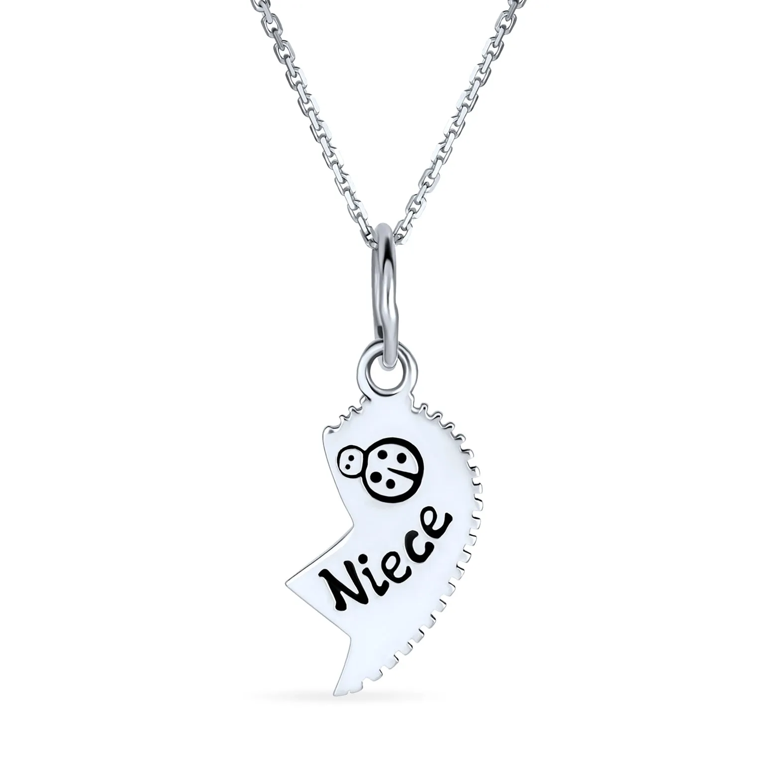 2 PCS Best Friend Aunt Niece Heart Puzzle Pendant Necklace in Sterling Silver