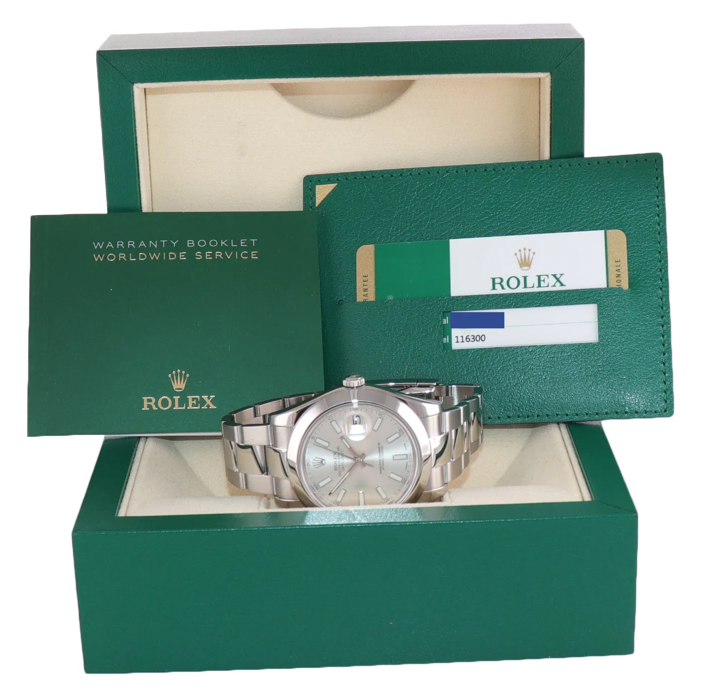 2016 PAPERS Rolex DateJust II 116300 Silver Stick Stainless Steel 41mm Watch Box