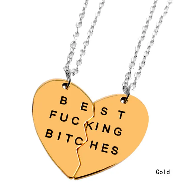 2018 Fashion 2Piece Hot sale New Chic Best Bitches Best Friend Forever Break Heart Pendant Necklace Drop shipping
