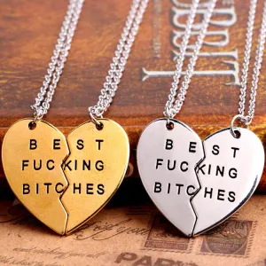 2018 Fashion 2Piece Hot sale New Chic Best Bitches Best Friend Forever Break Heart Pendant Necklace Drop shipping