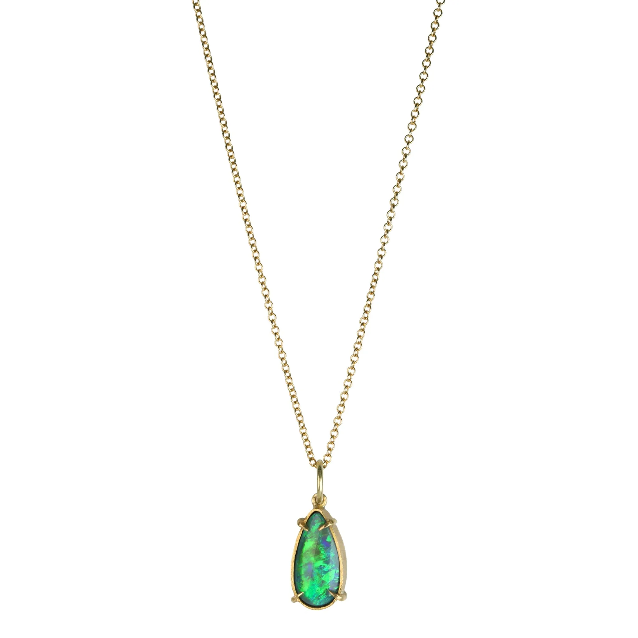 22K Gold Prong-Set Teardop Opal Pendant