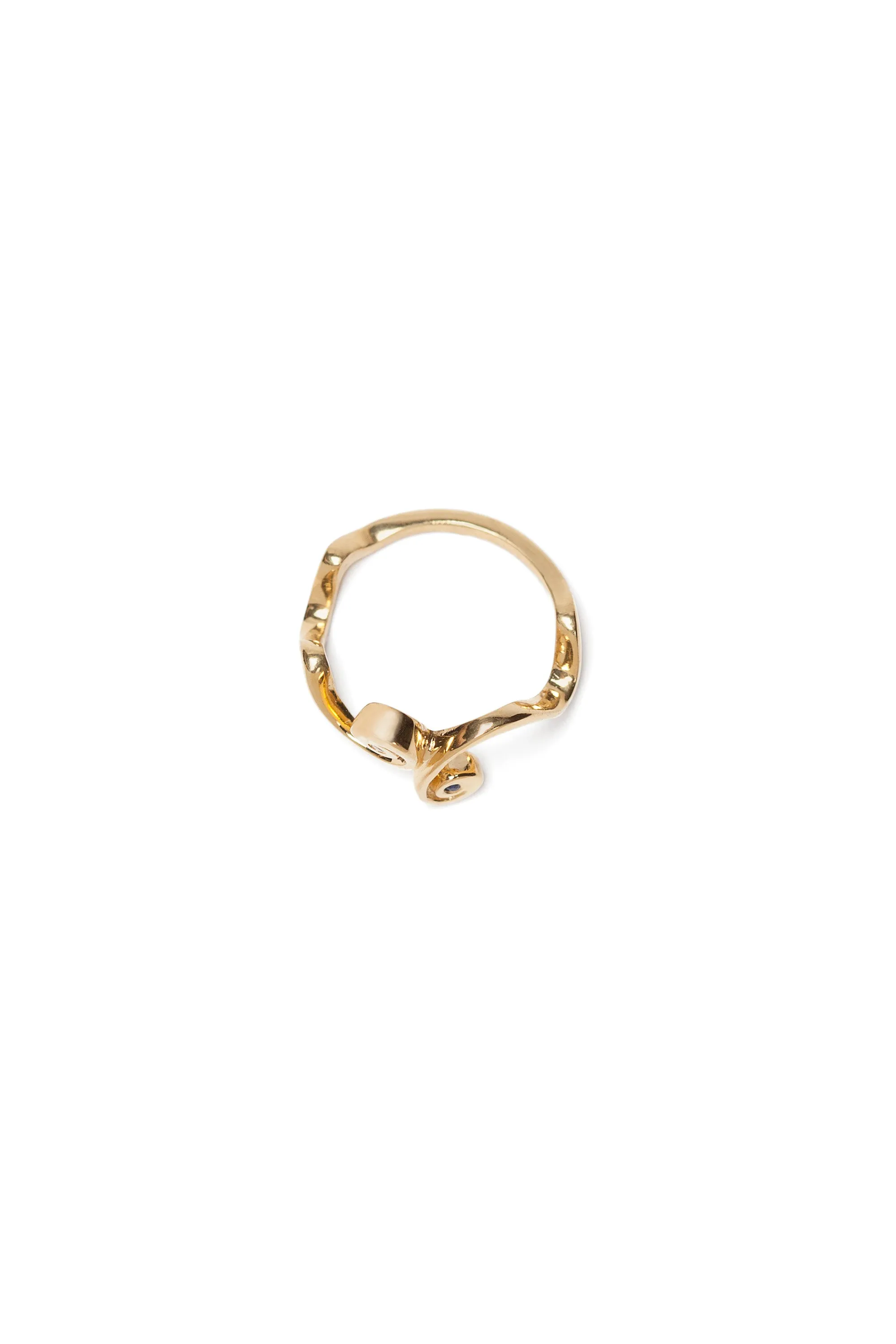 22k Gold Tendril Ring with Royal Blue Sapphire and Diamond