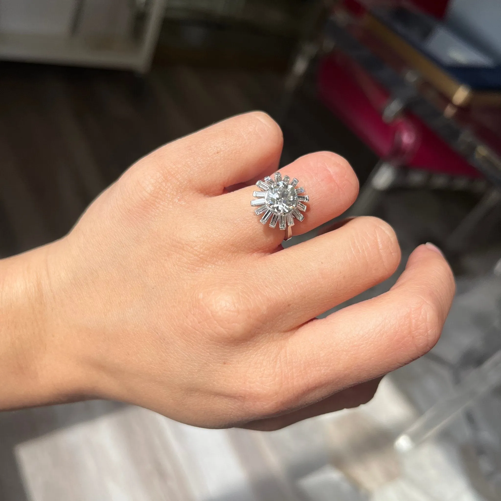 2.91ctw Vintage Old European Cut Diamond Cluster Ring, GIA I SI