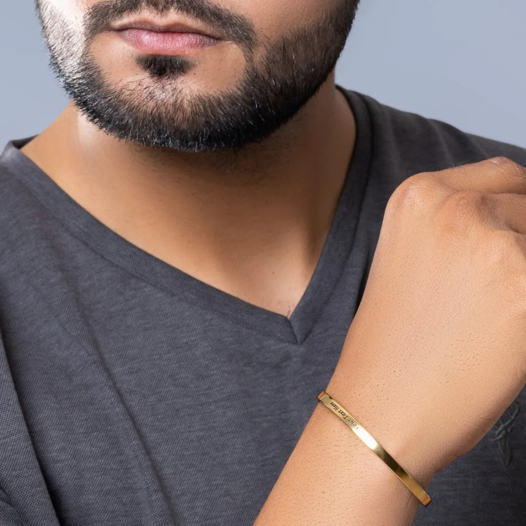 2Pcs 4mm width Gold Color Couple Combo Unisex Bracelets with Your Customized text and Adjustable Size