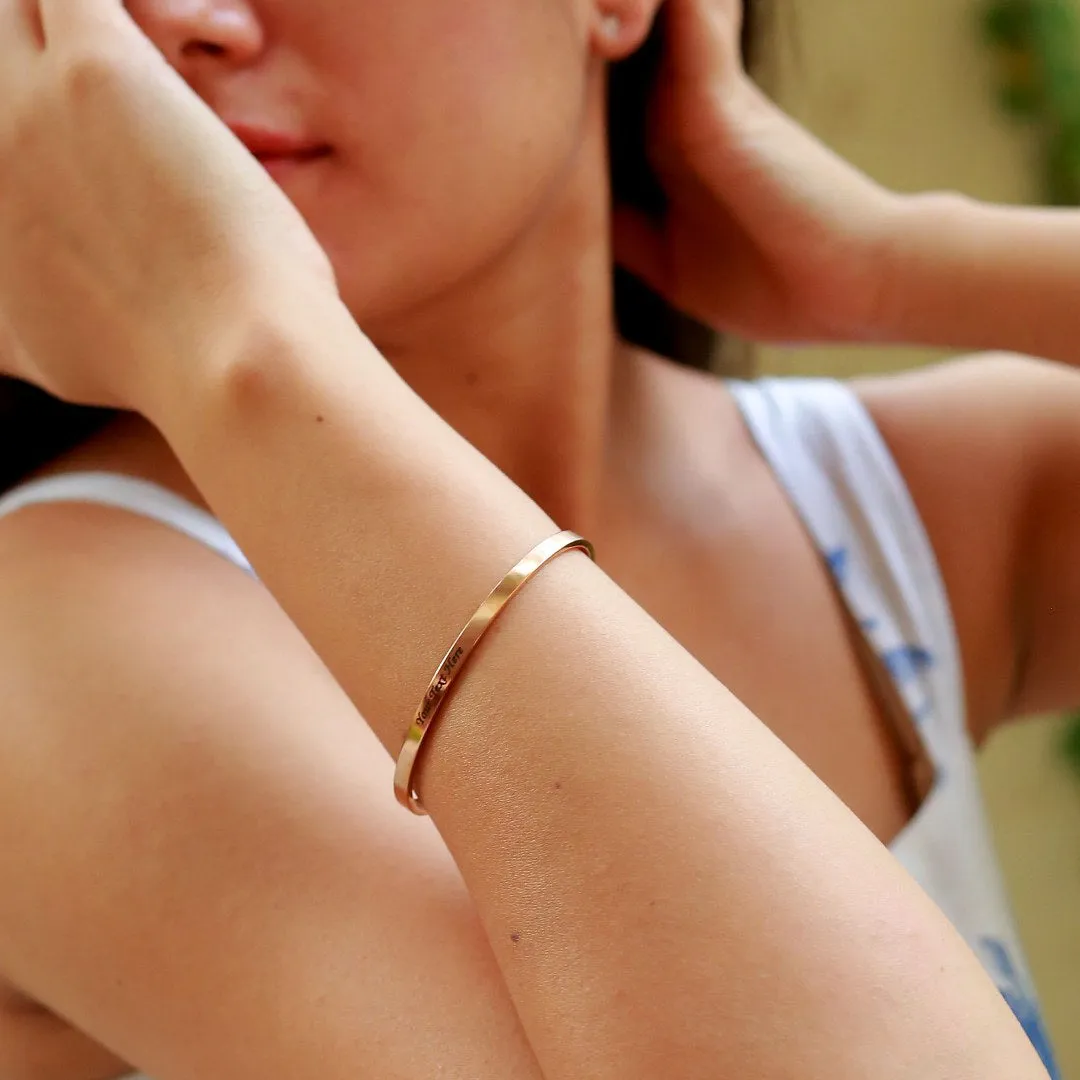 2Pcs 4mm width Rose Gold Color Couple Combo Unisex Bracelets with Your Customized text and Adjustable Size