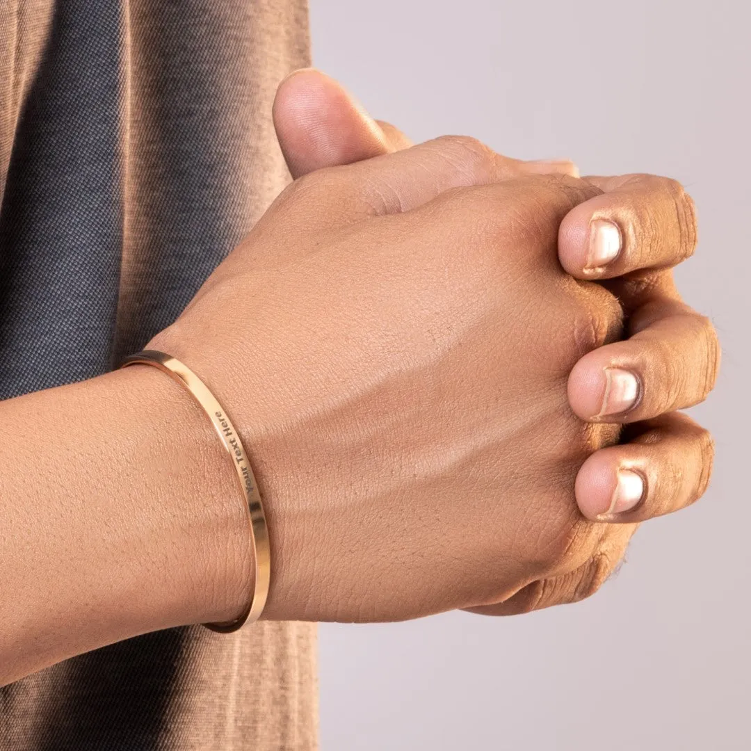 2Pcs 4mm width Rose Gold Color Couple Combo Unisex Bracelets with Your Customized text and Adjustable Size