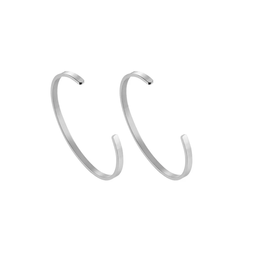 2Pcs 4mm width Silver Color Couple Combo Unisex Bracelets with Your Customized text and Adjustable Size