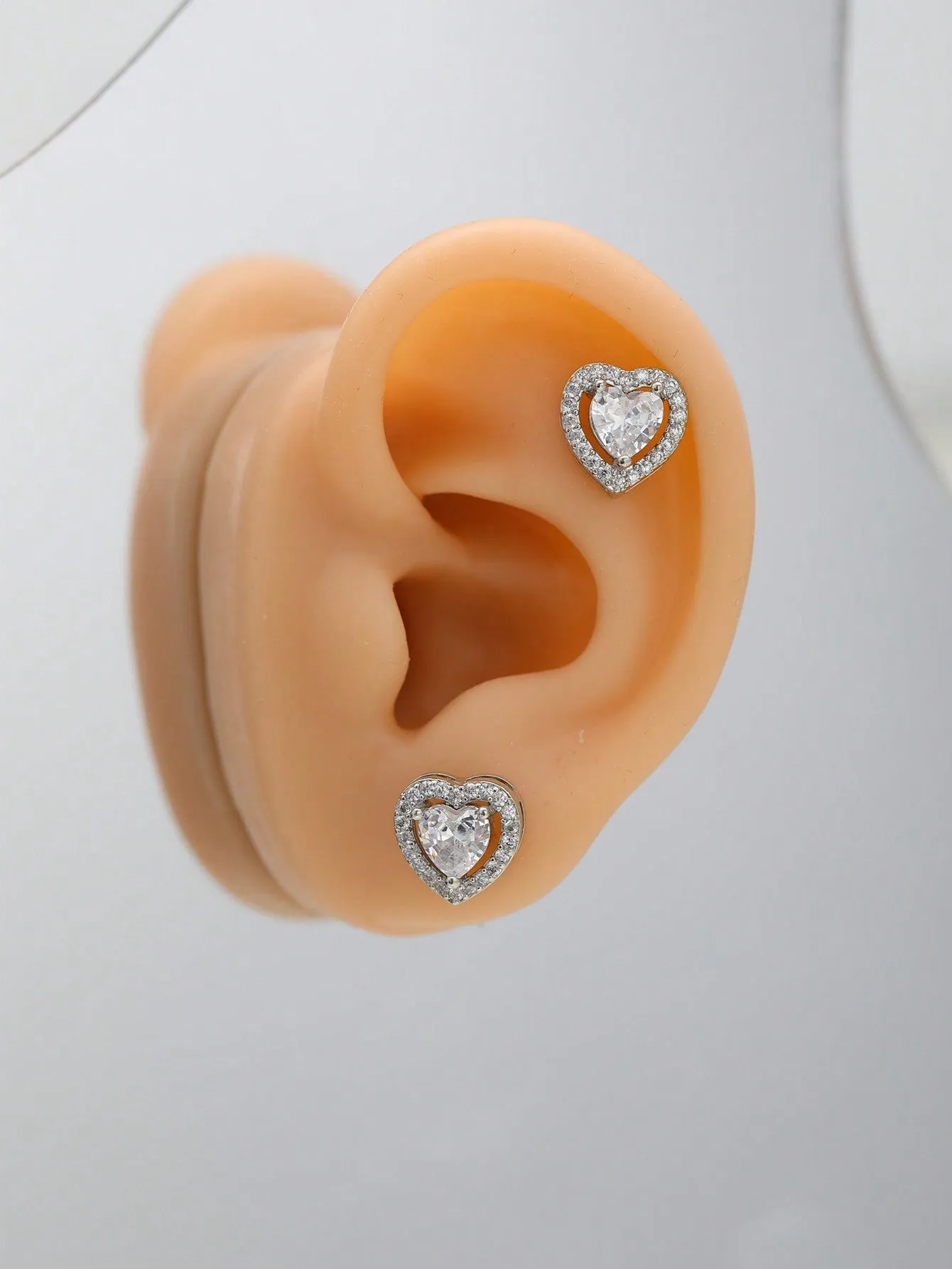 2pcs Heart Shaped Cubic Zirconia Necklace And Earrings Set