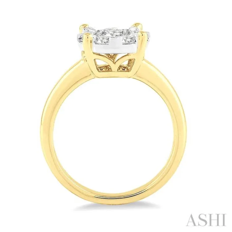 3/4 ctw Lovebright Round Cut Diamond Ring in 14K Yellow and White Gold