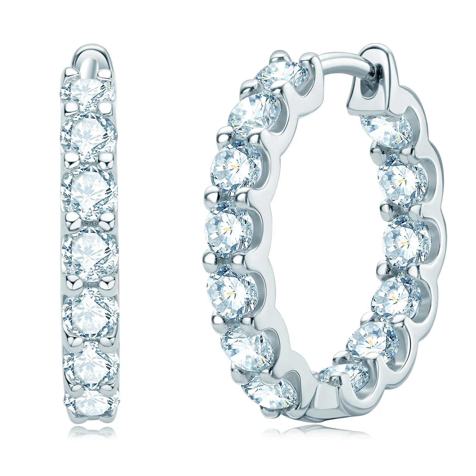 3mm Round Cut Moissanite Clip Hoop Earrings